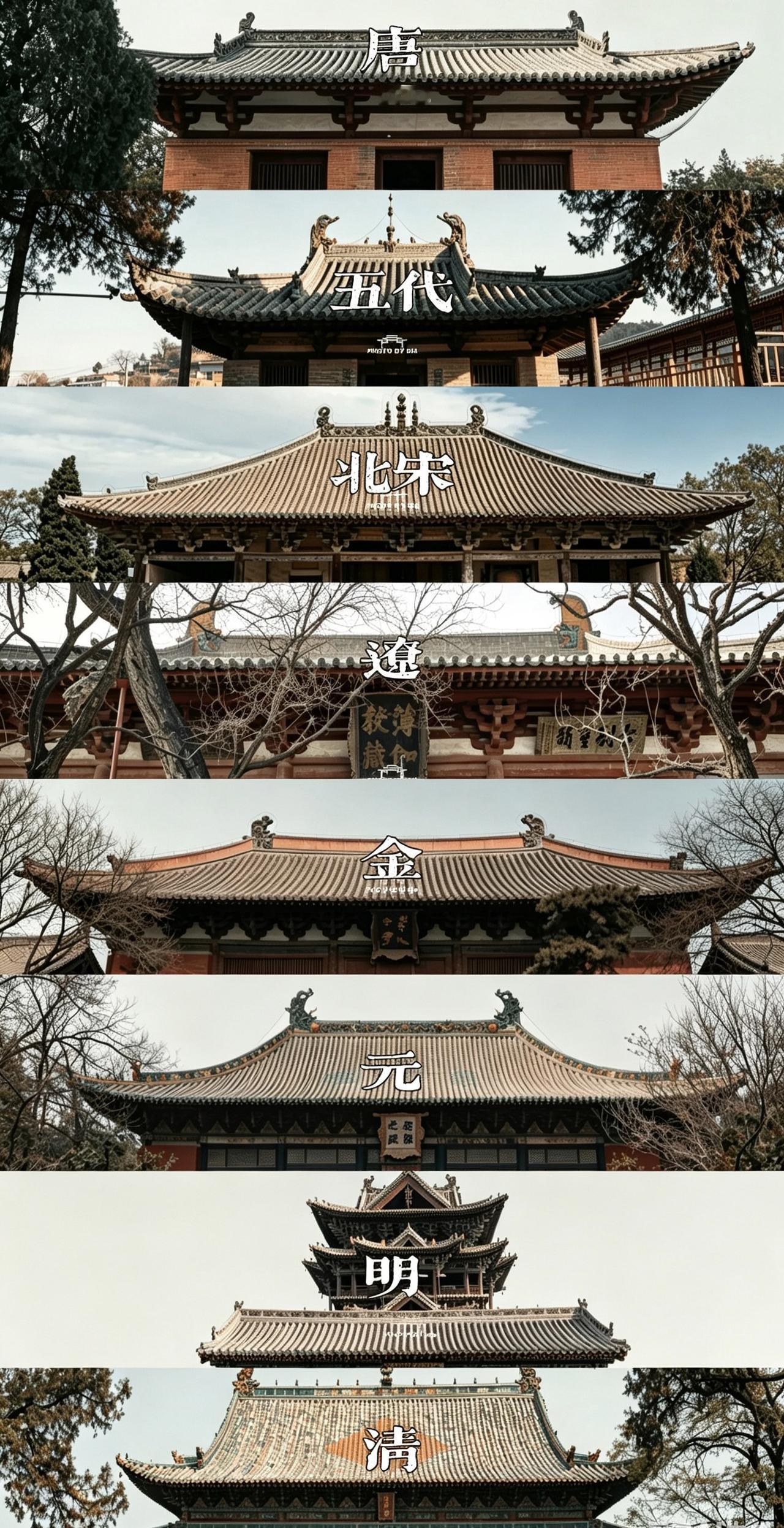 一张图看明白从唐到清的古建筑变化。大家觉得哪个朝代的古建筑好看呢？古建筑
