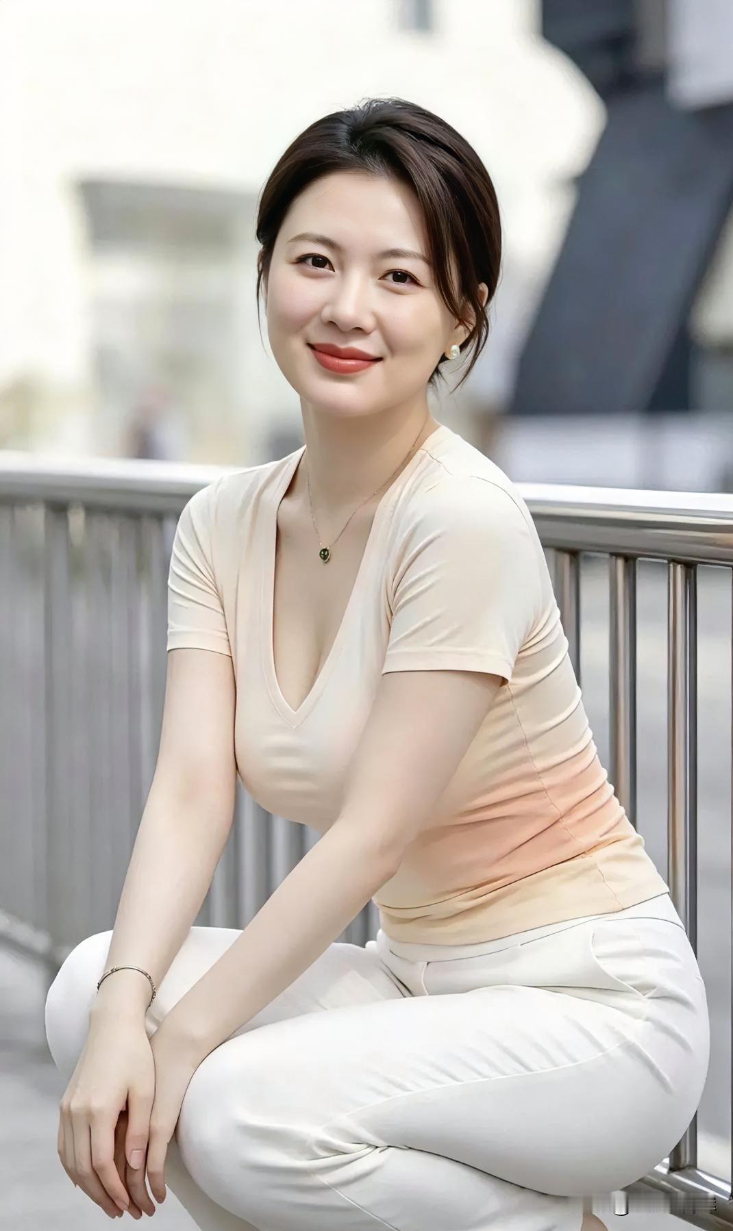 风柔日暖，米衫白裤，她蹲成温柔诗行。