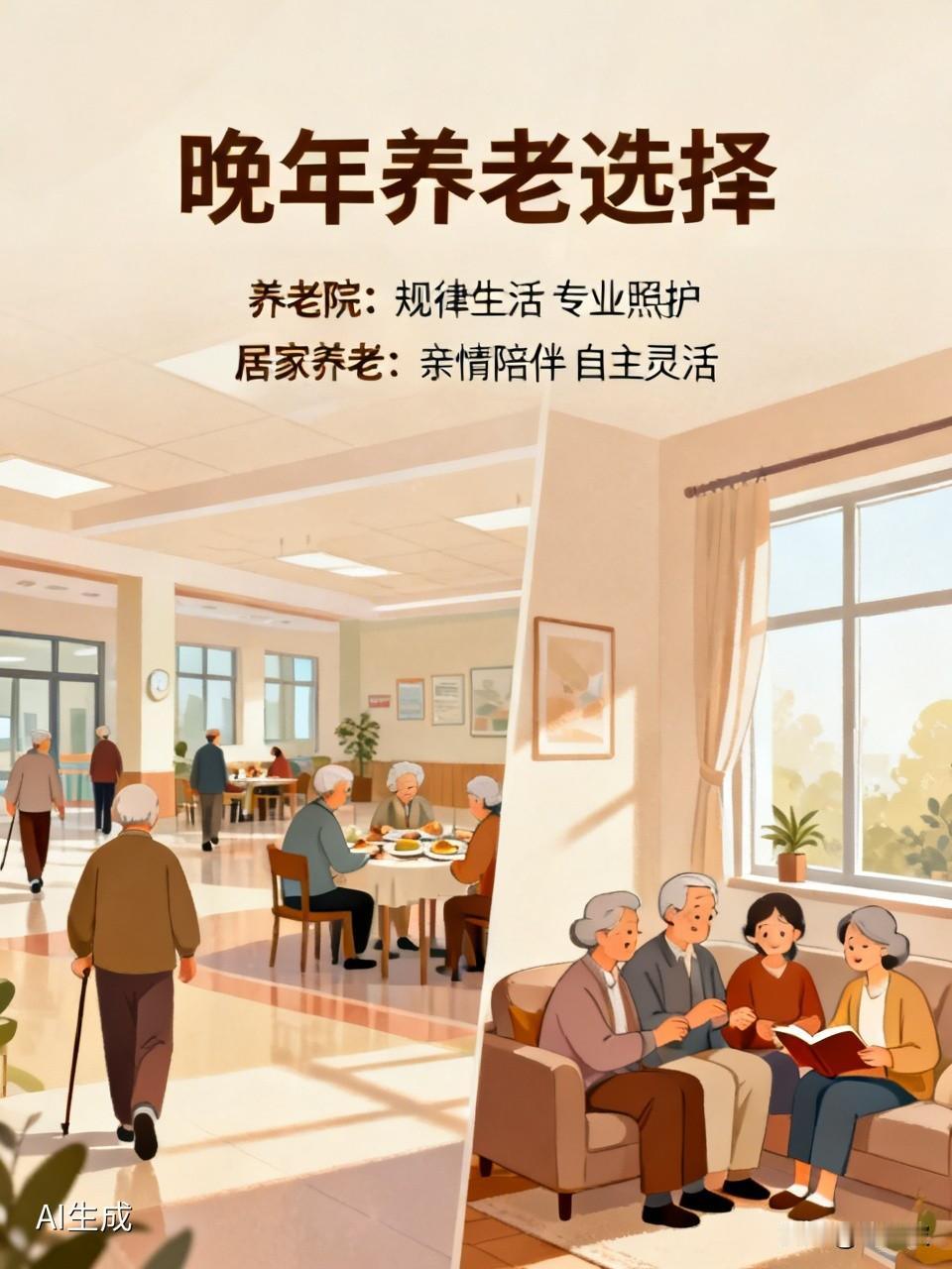 晚年住养老院咋样，这得看情况。要是子女忙，老人身体不便又缺陪伴，养老院是个不错之