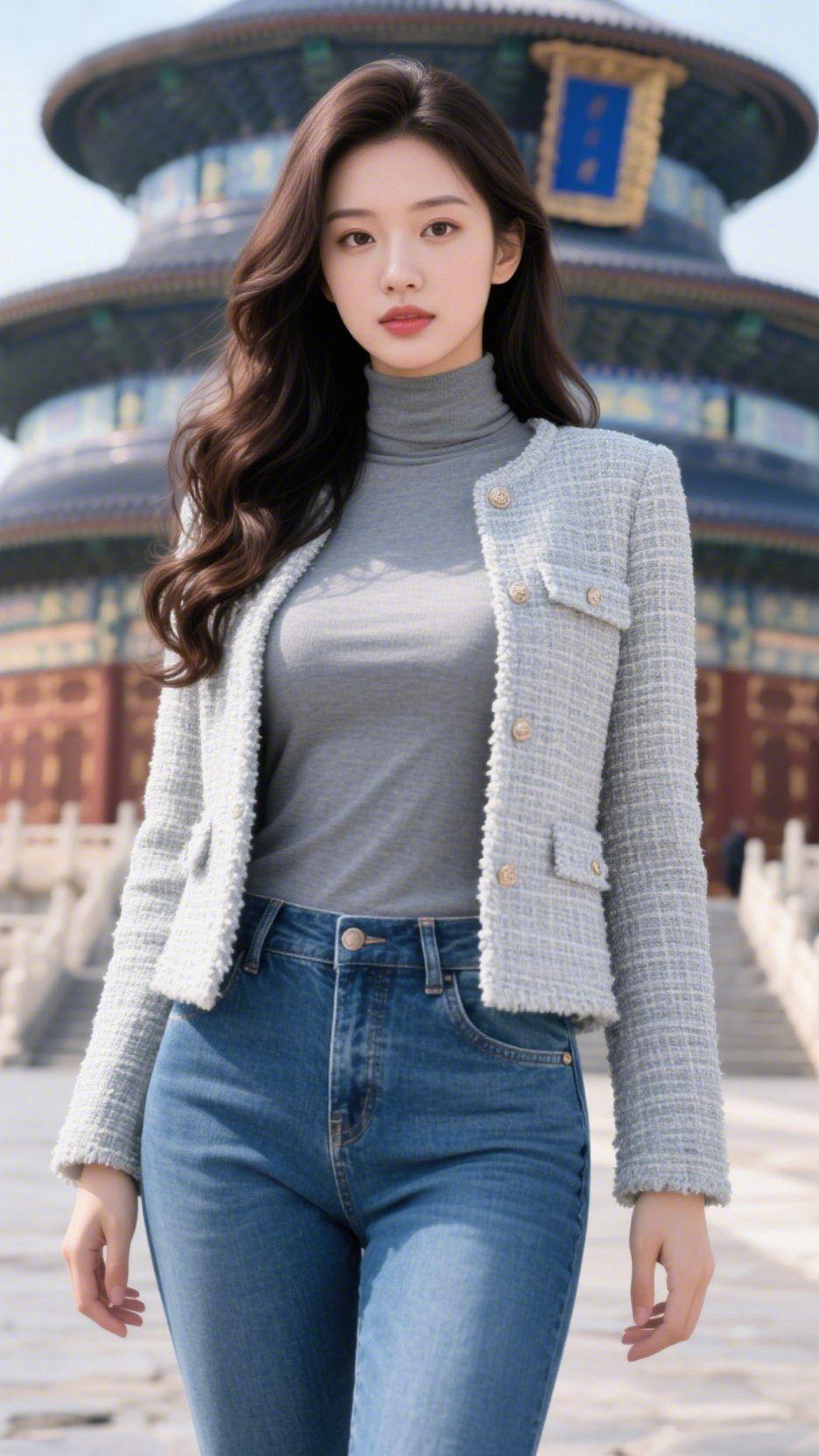 天坛晴日即景层檐叠宇入晴空，宝顶鎏金映日红。画栋雕梁承古韵，丹楹碧瓦焕神