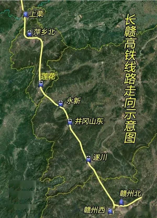 长赣高铁线路走向示意图（江西段）长赣高铁最大赢家是哪座城市呢？长沙？萍乡？