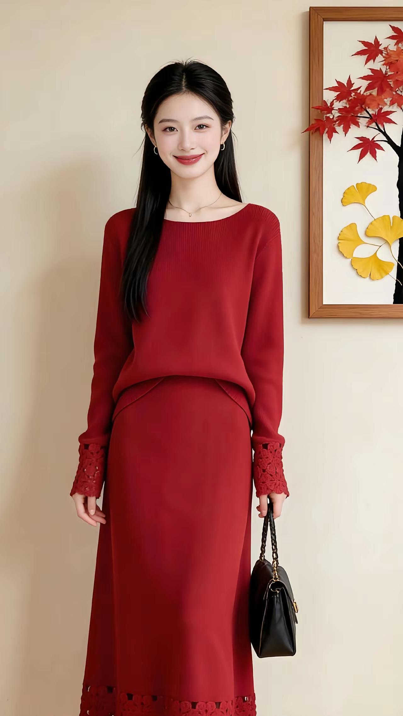 穿搭指南：复古红裙搭配黑色手袋，尽显优雅气质
