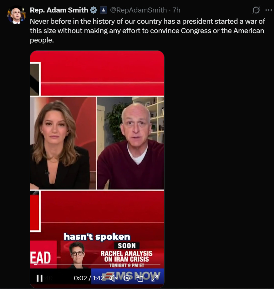 一些美国国内的微妙态度美国众议院武装部队委员会资深成员亚当·史密斯（AdamS