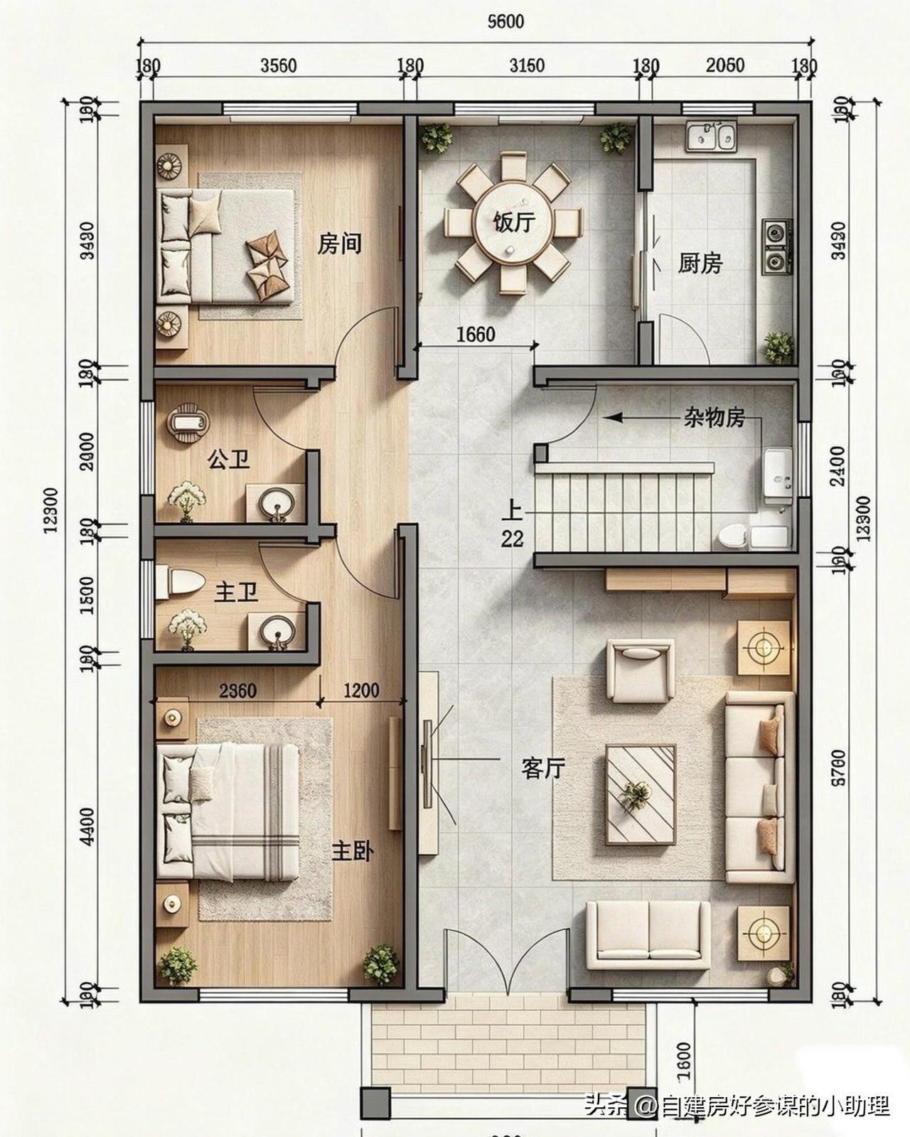 一款“挑不出毛病”的建房图纸[比心][比心]开间9.5米，布局贴合农村家庭生活，