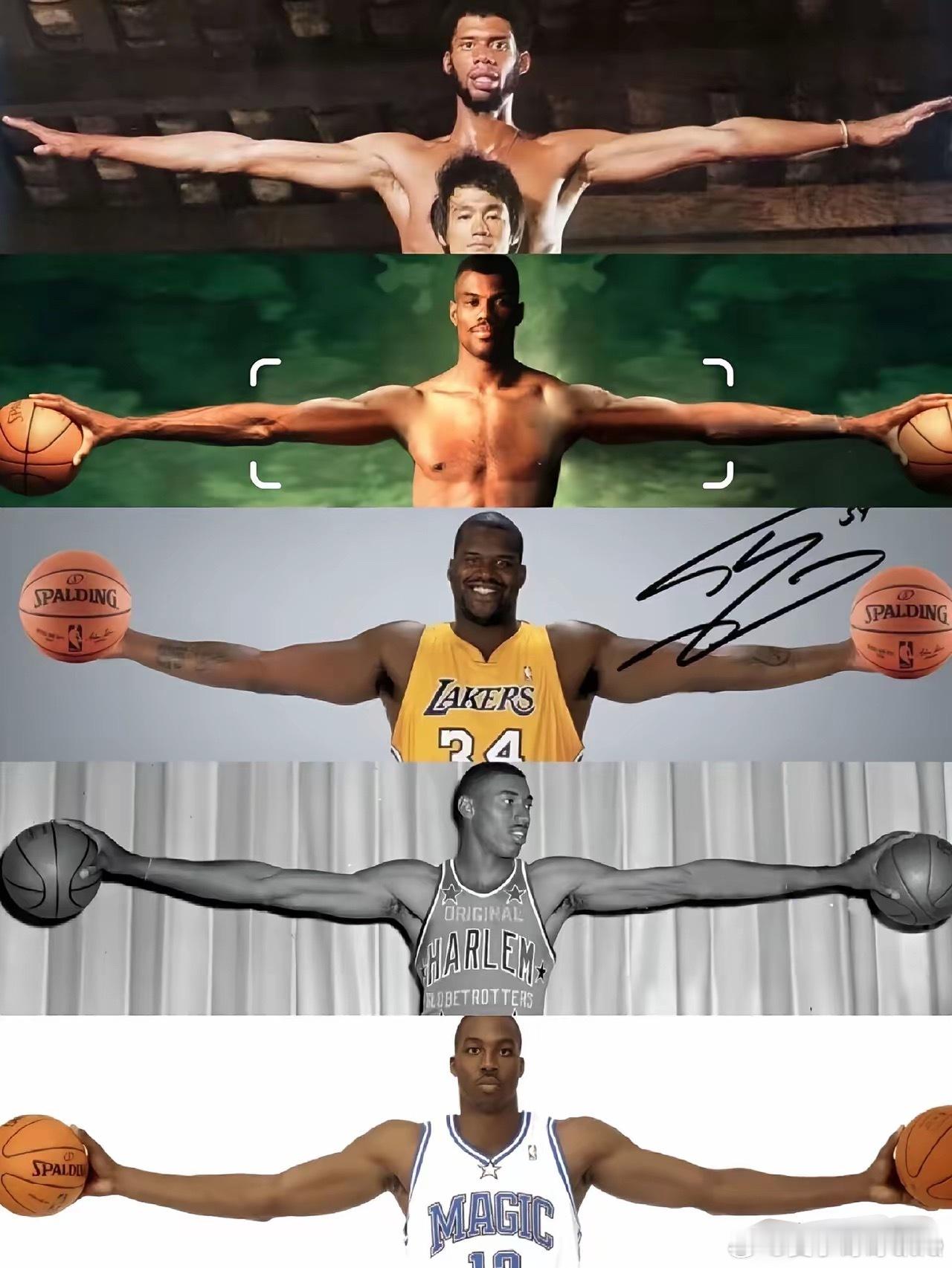 NBA超级中锋静态天赋对比，你觉得谁强👍1.大卫·罗宾逊，原版经典双臂平展海