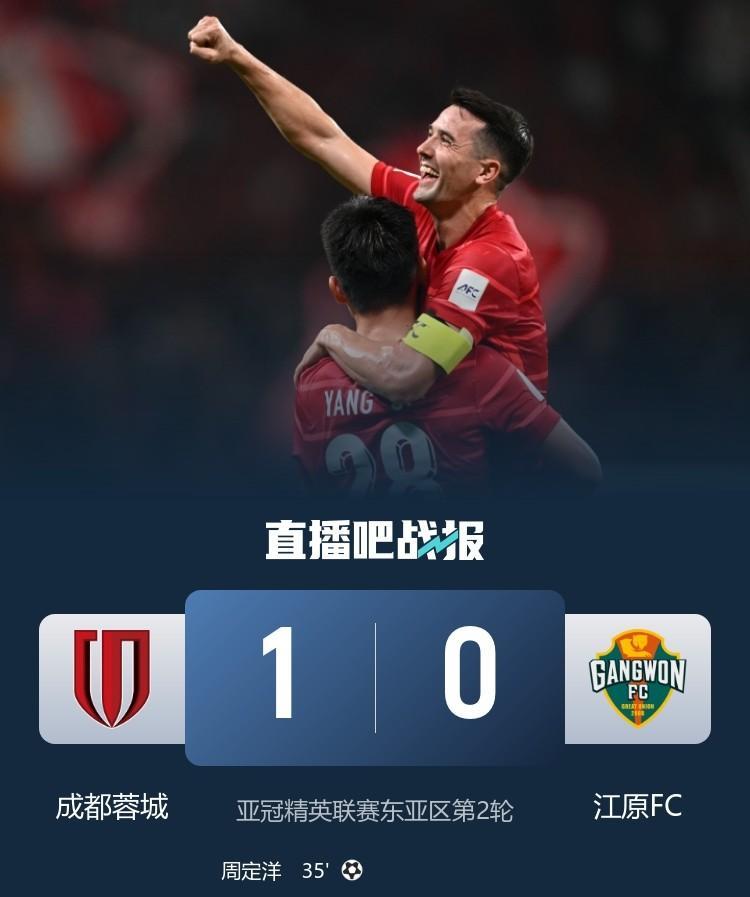 成都雄起！1：0战胜江源FC，迎来了成都蓉城队史亚冠精英联赛第一场胜利。队长周定