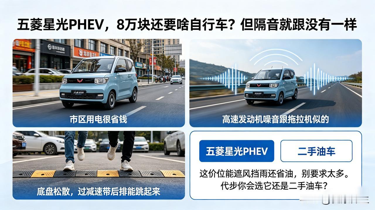 五菱星光PHEV，8万块还要啥自行车？但隔音就跟没有一样市区用电很省钱，高速