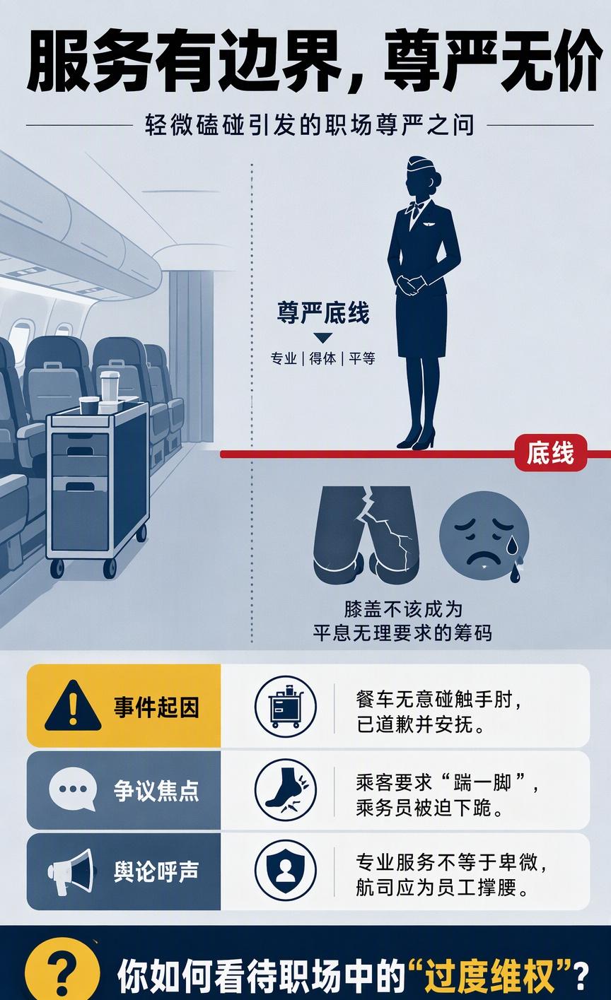 东航空姐下跪道歉近日，东航合肥飞往大连的航班上，一幕让人揪心的画面在全网刷屏，