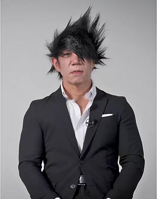 本田首席工程师大舘翔太郎的发型很特别！​很好奇，他的另外一只眼睛是如何看东西的？