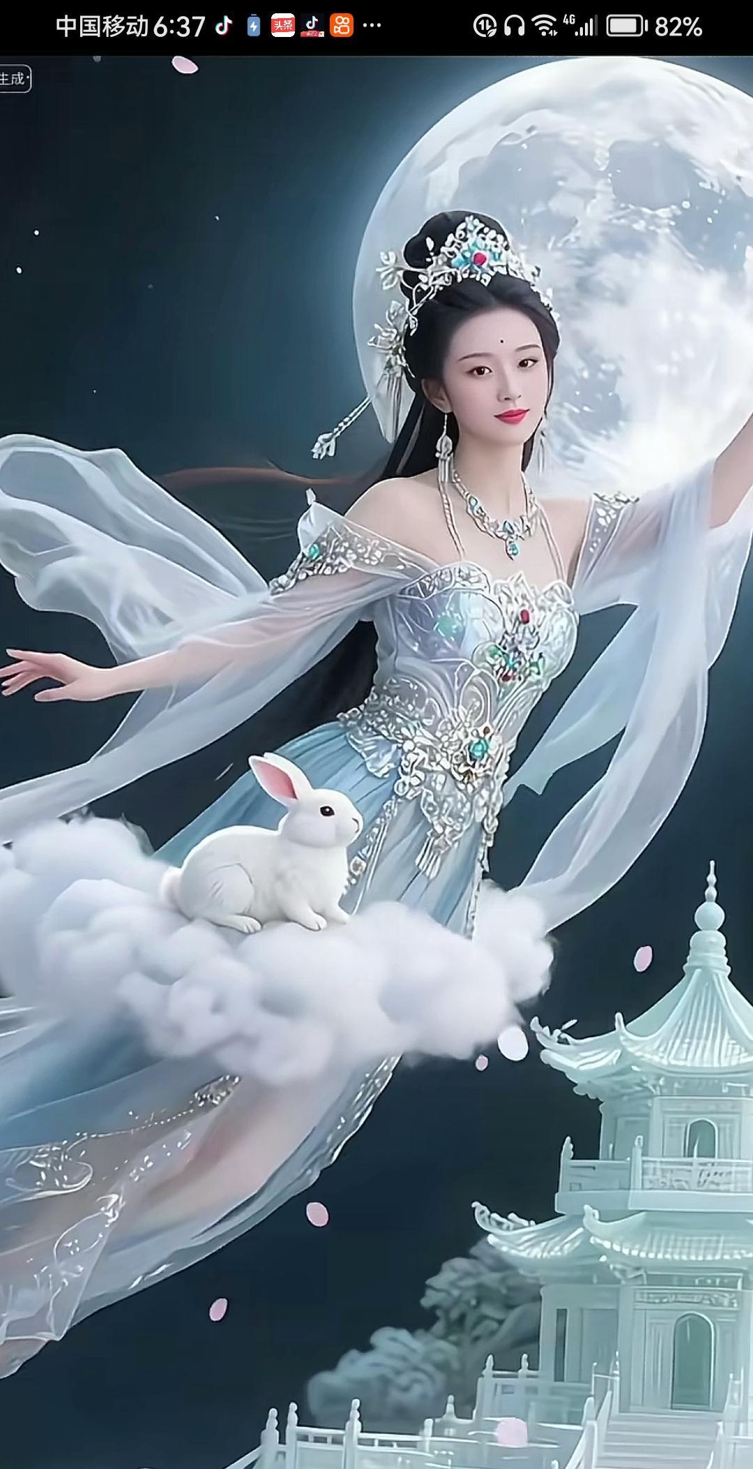 《七律·月中仙》/马进鹏广寒宫里月华流，仙子凌波驾彩绸。兔伴云间添雅趣，衣裁