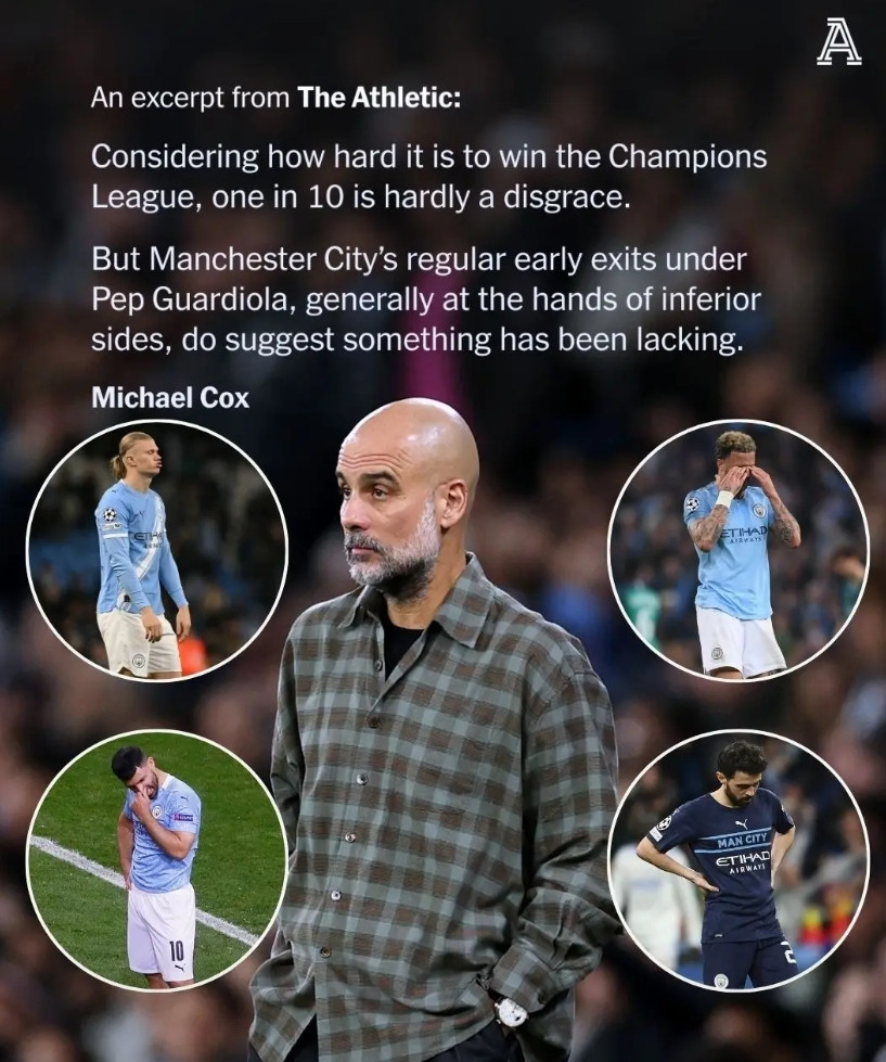 在瓜迪奥拉执教曼城的十个赛季中，他的球队五次成为欧冠夺冠热门，两次被视为第二热门