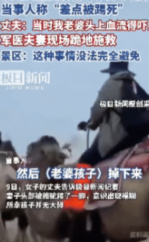 花钱买罪受！河南一男子带着妻子和儿子在沙漠坐骆驼，结果骆驼受惊，直接将母子摔下去