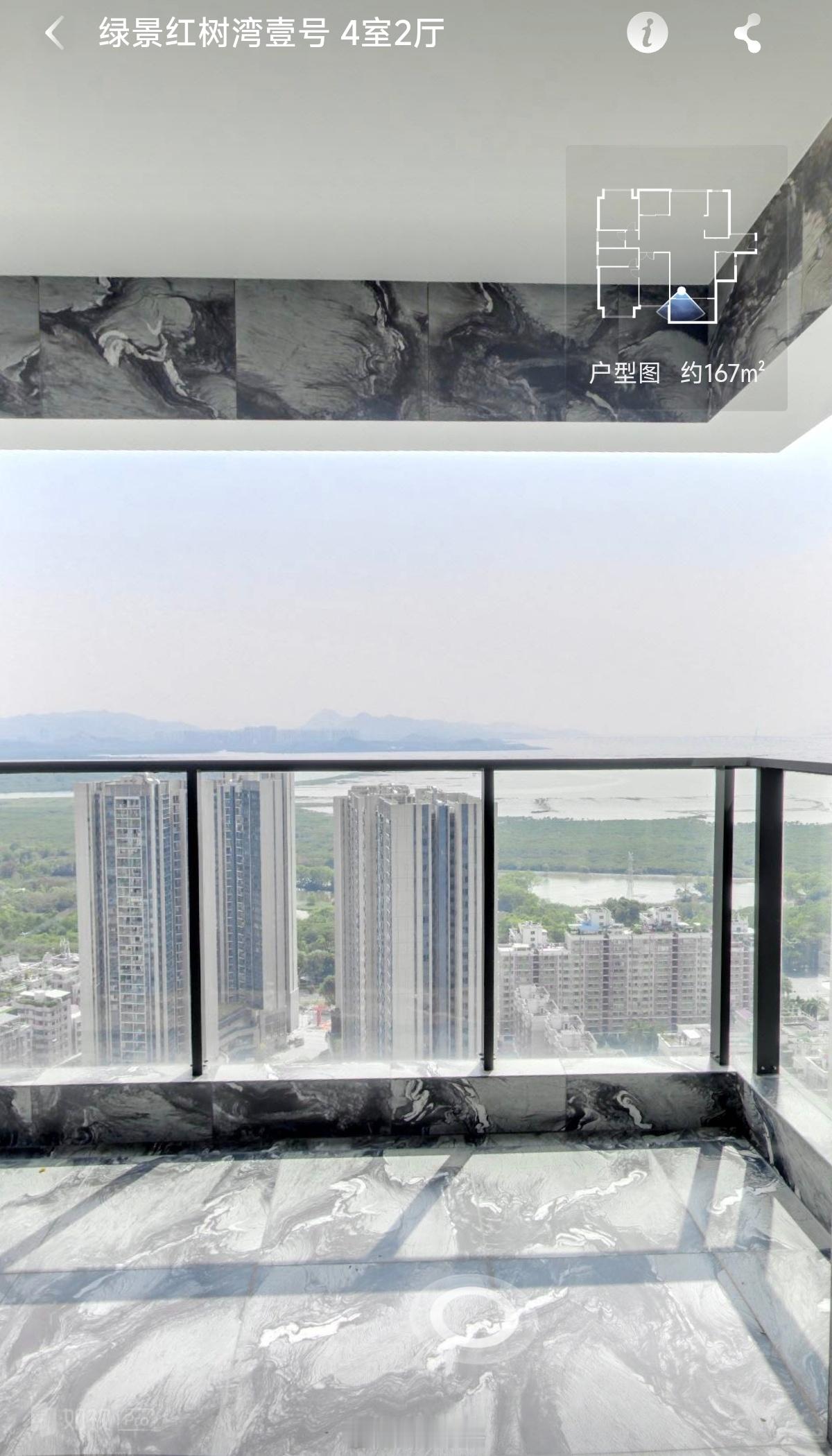 福田绿景红树湾壹号167平c栋a户型楼王，1650万成交，单价9.88万。南向