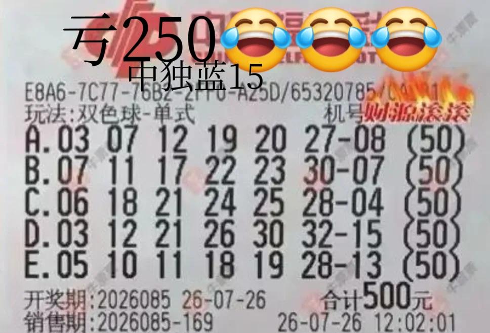 中大奖啦！250倍票中了250，最后亏了250，实在是有趣[捂脸哭][捂脸哭]晒图笔