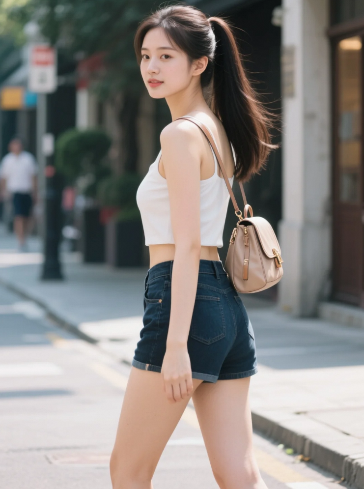 女神背影，连走路都像在拍广告