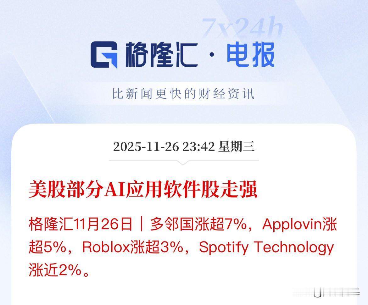 明天A股软件又有搞头了？美股夜盘AI应用软件走强，AI从芯片&大模型然后现在已经
