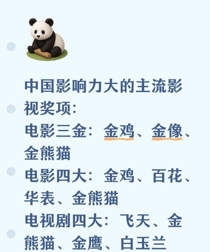 中国影响力大的主流影视奖项：三金和四大中国影响力大的主流影视奖项：电影三金：