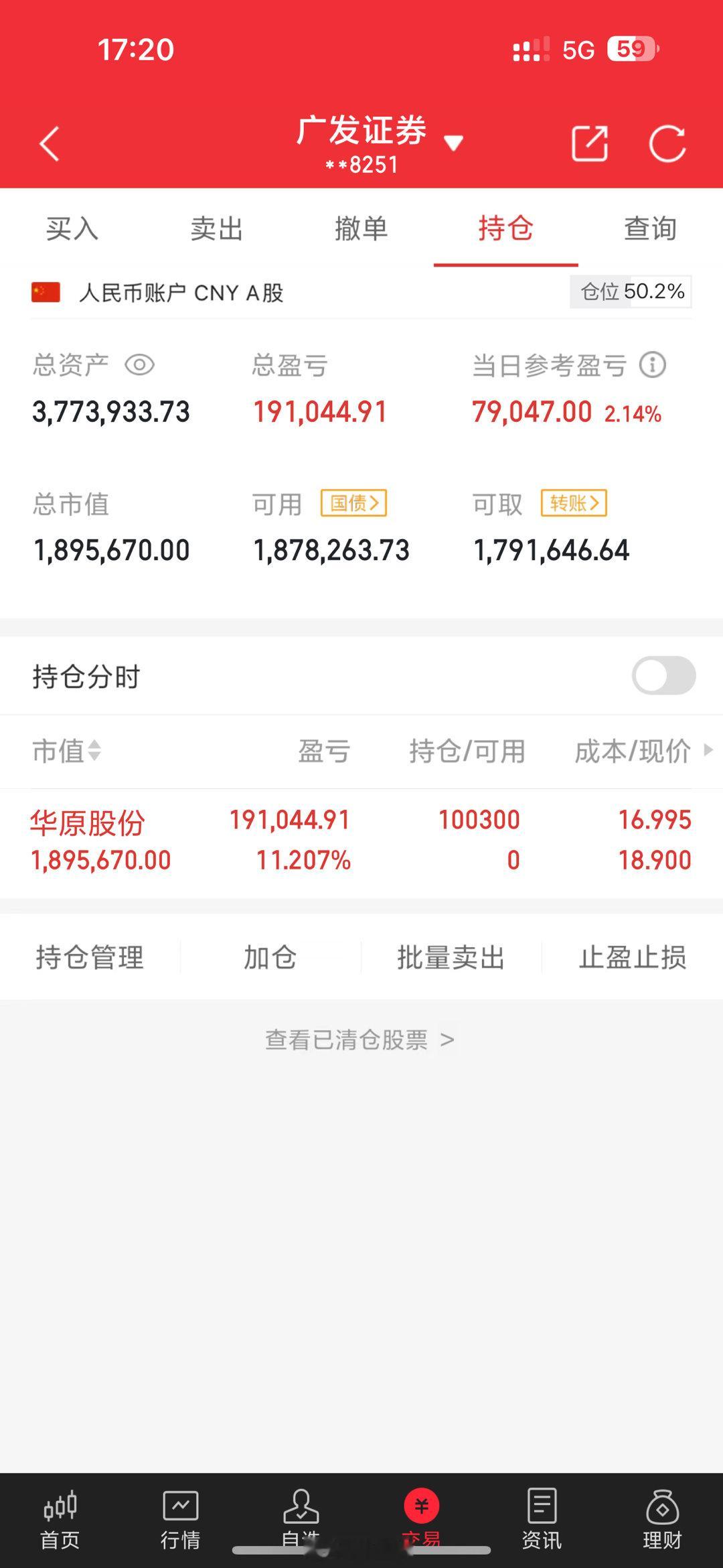 本金100W，每日更新（第96天）目前总资产：377万，目前总收益277%目前持