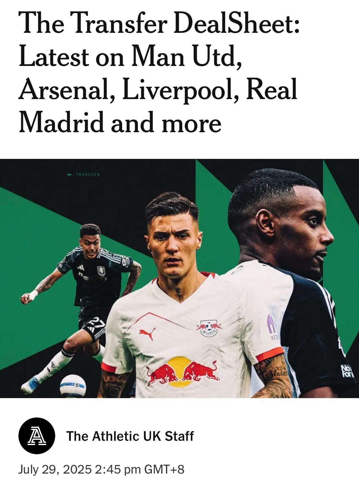 TheAthletic：阿森纳过去一周和下一步的转会值得关注什么？阿森纳最终
