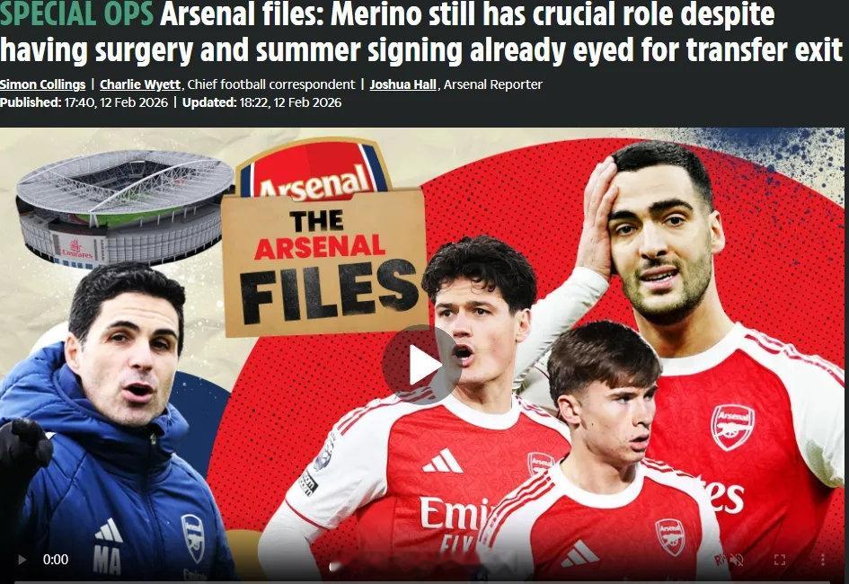 太阳报记者SC消息，阿尔特塔希望梅里诺在接受手术之后，继续保持和球队的密切联系，