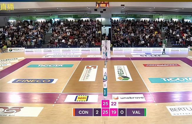 科内利亚诺25-19拿下第2盘，客场2-0领先瓦莱福利亚！！朱婷第2盘的球权很少