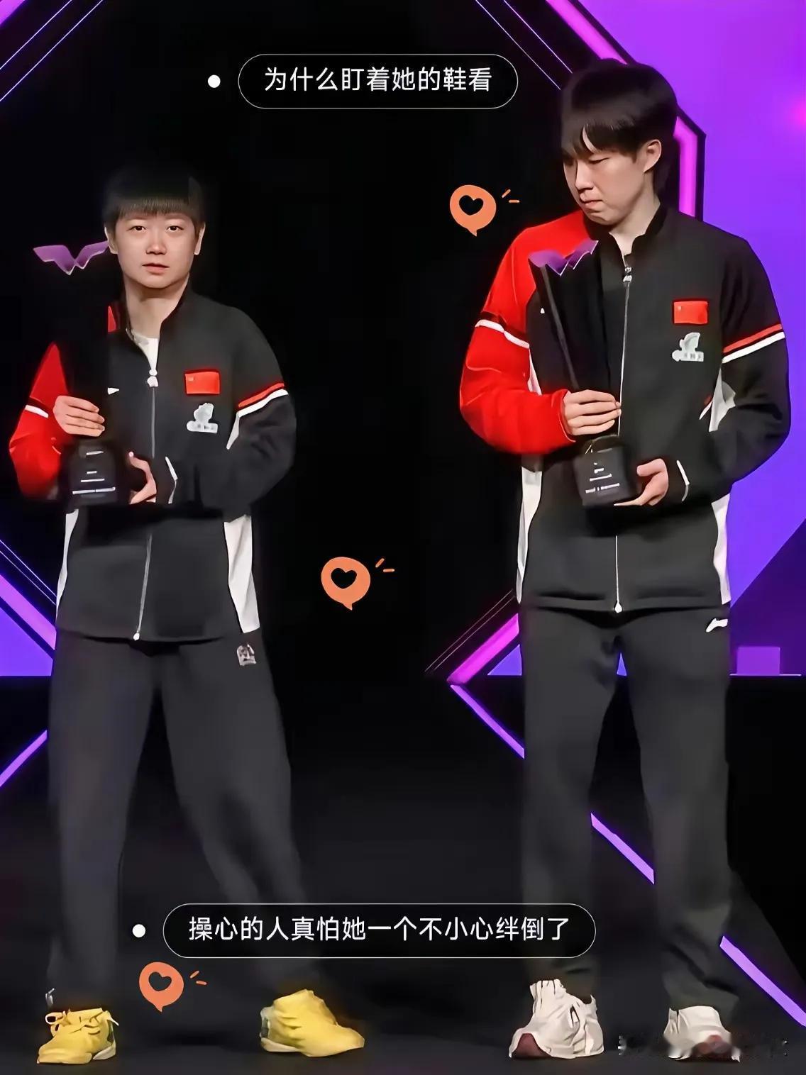 谁懂啊！领奖台上王楚钦看孙颖莎的眼神也太戳人了！明明是该开心的时刻他却没笑，