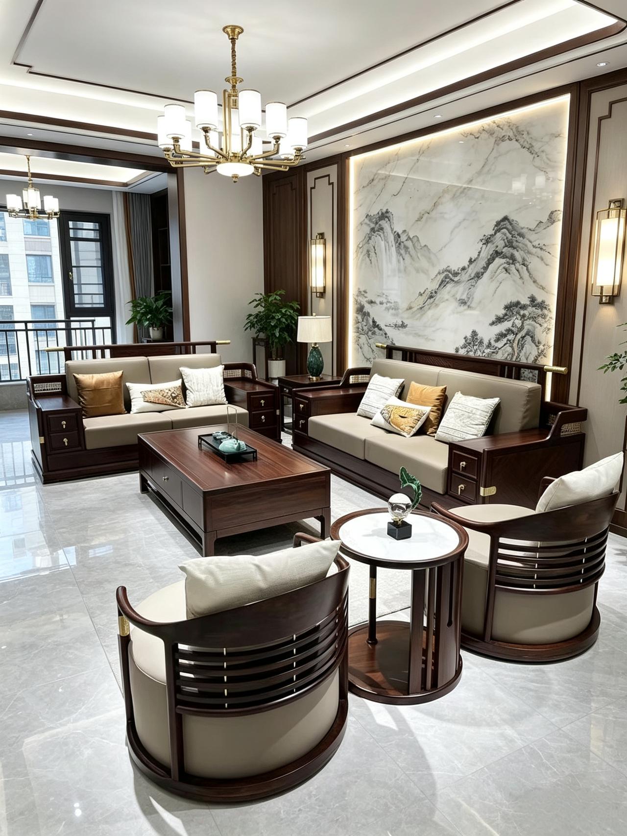 新中式风格沙发全屋定制新中式家具客厅搭配中式美学