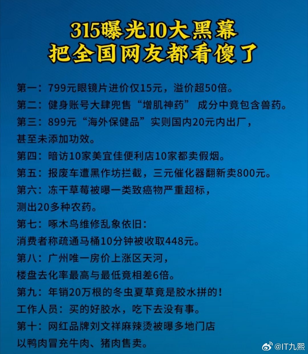 315名单汇总；1. 漂白鸡爪黑作坊：成都明扬食品、蜀福香食品、重庆曾巧食品违规