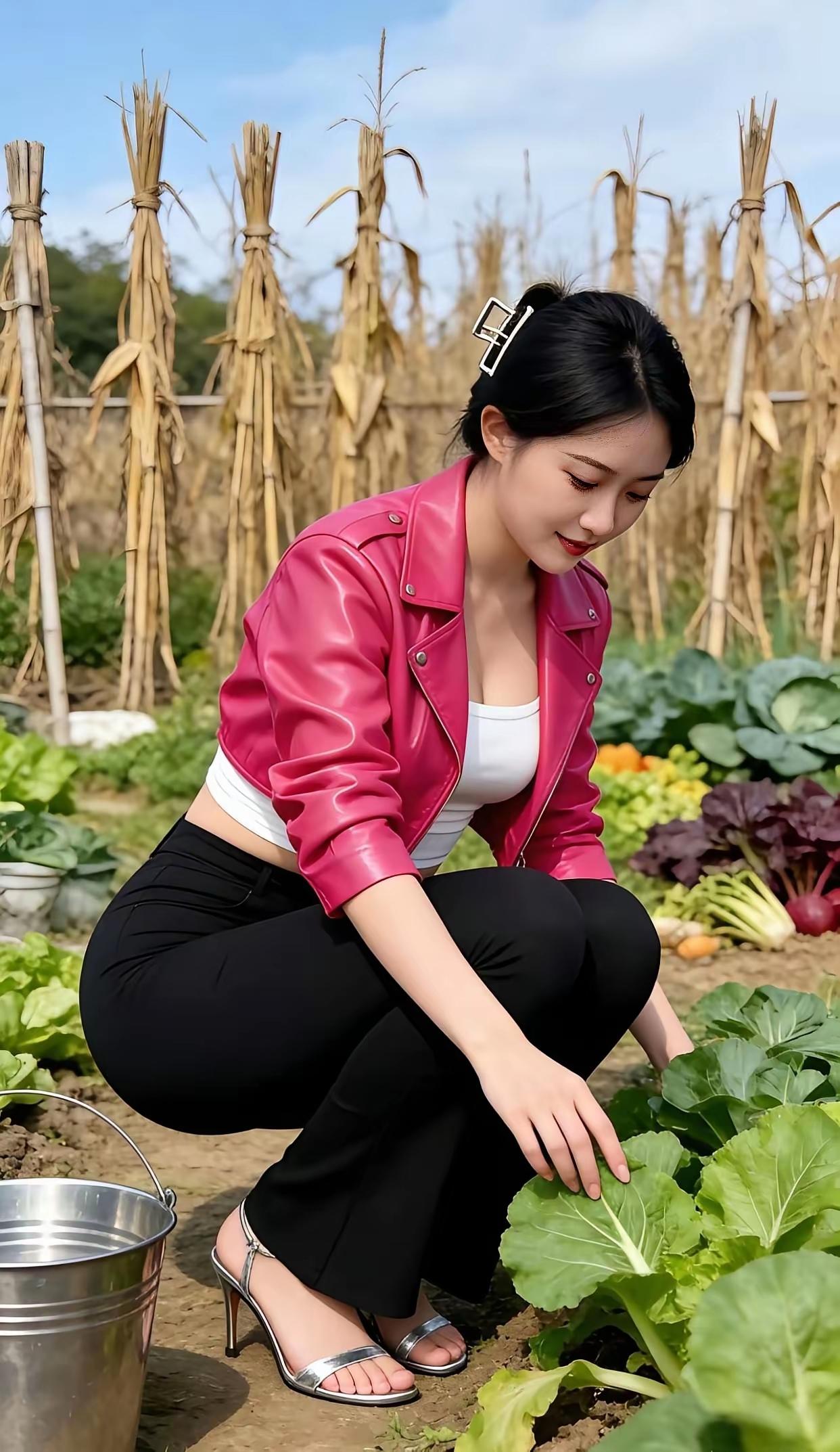 对联上联：摘菜；下联：[作揖][作揖][作揖]。