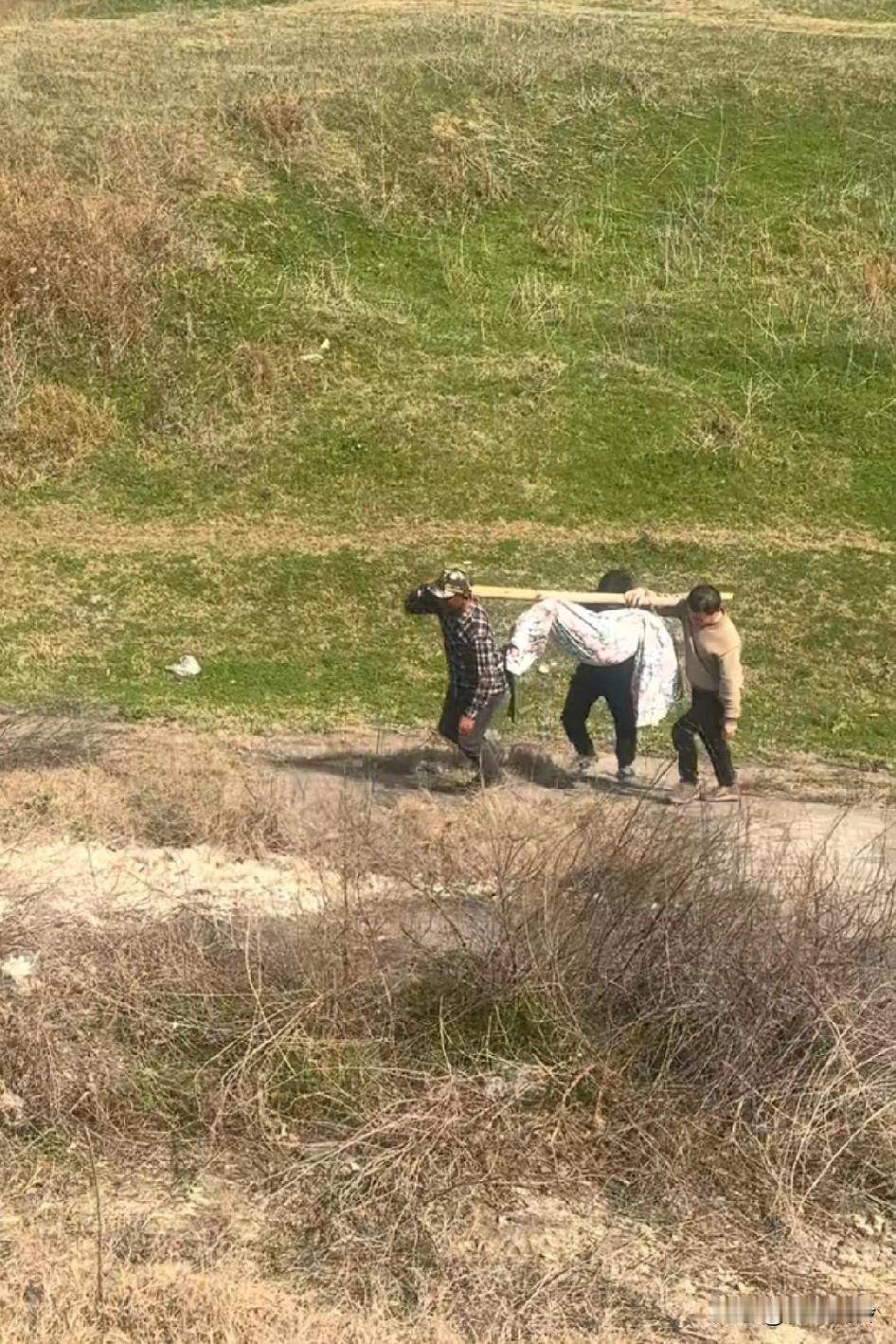 妈耶，还以为是个人，还在寻思脚在哪里呢，第一眼看成了抬死人的，看到鱼尾巴就放心了