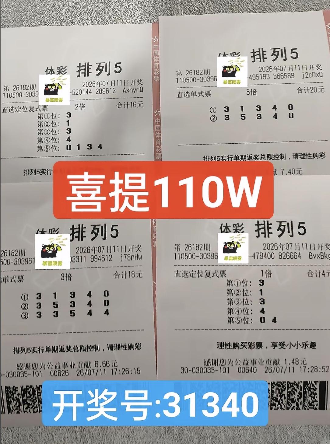 好运临门！重庆彩友收获11注排列五头奖。昨夜，排列五第26182期开奖，中奖