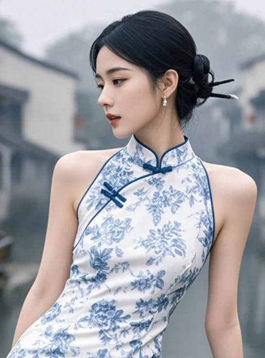 小桥流水配旗袍美人，你觉得这是风景，还是杀伤力？