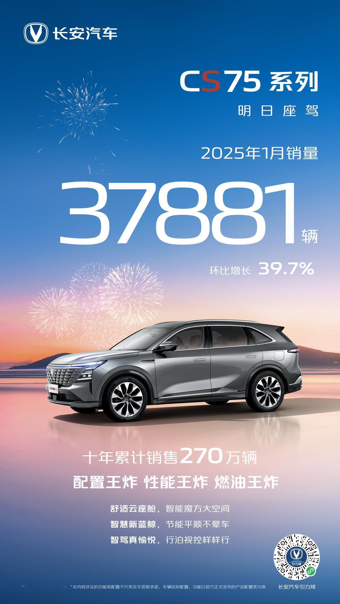 长安汽车（引力）2025年1月重点车型销量CS75系列1月销量37881辆，