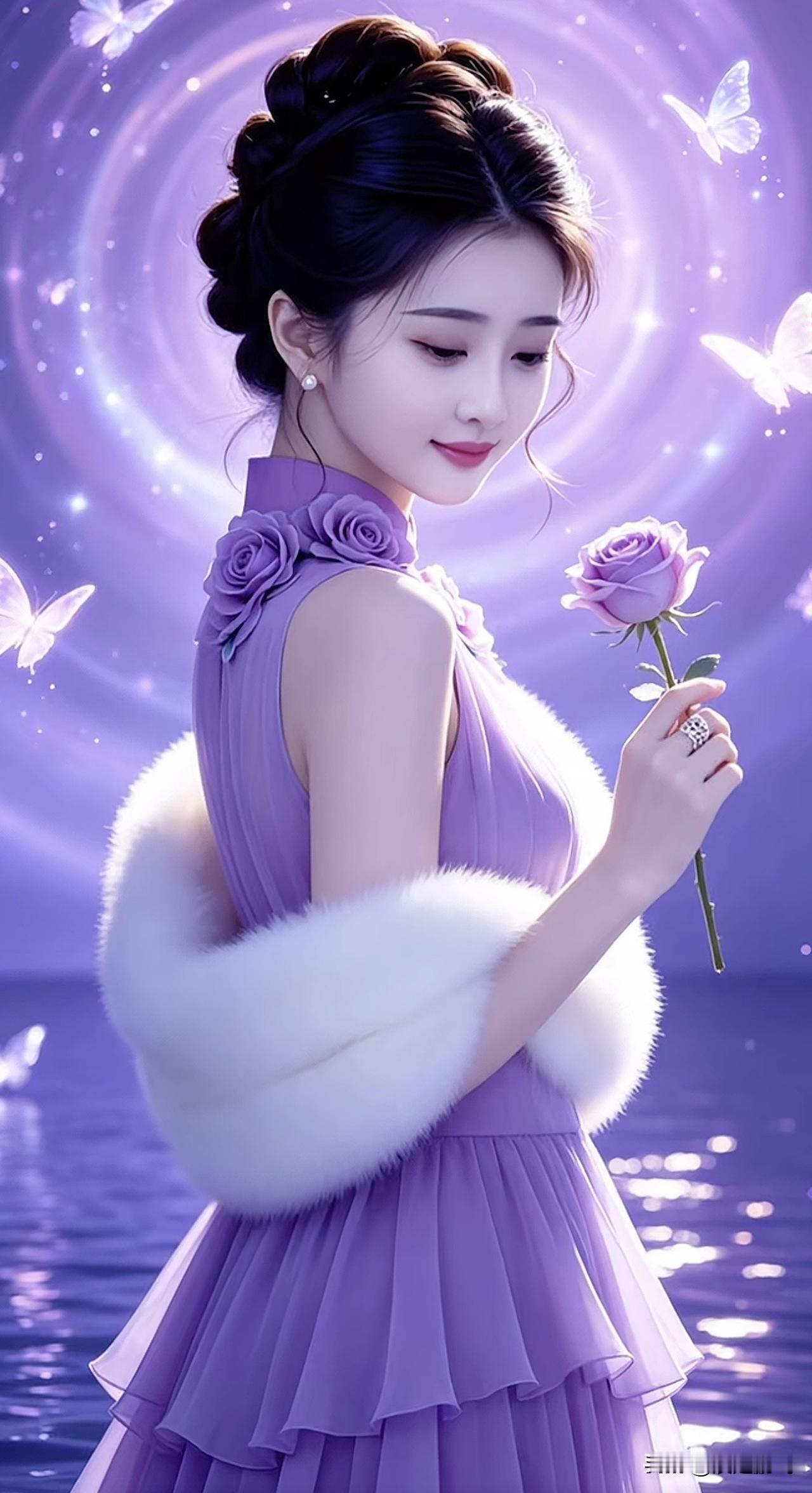 梦幻紫色仙境，优雅玫瑰公主🌹💖粉纱玫瑰公主裙紫玫瑰长裙梦幻玫瑰花海紫玫