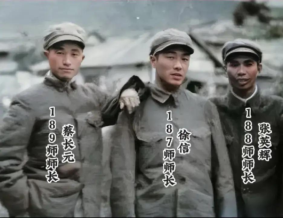 1951年，铁原狙击战前夕，志愿军63军189师师长蔡长元、187师师长徐信、1