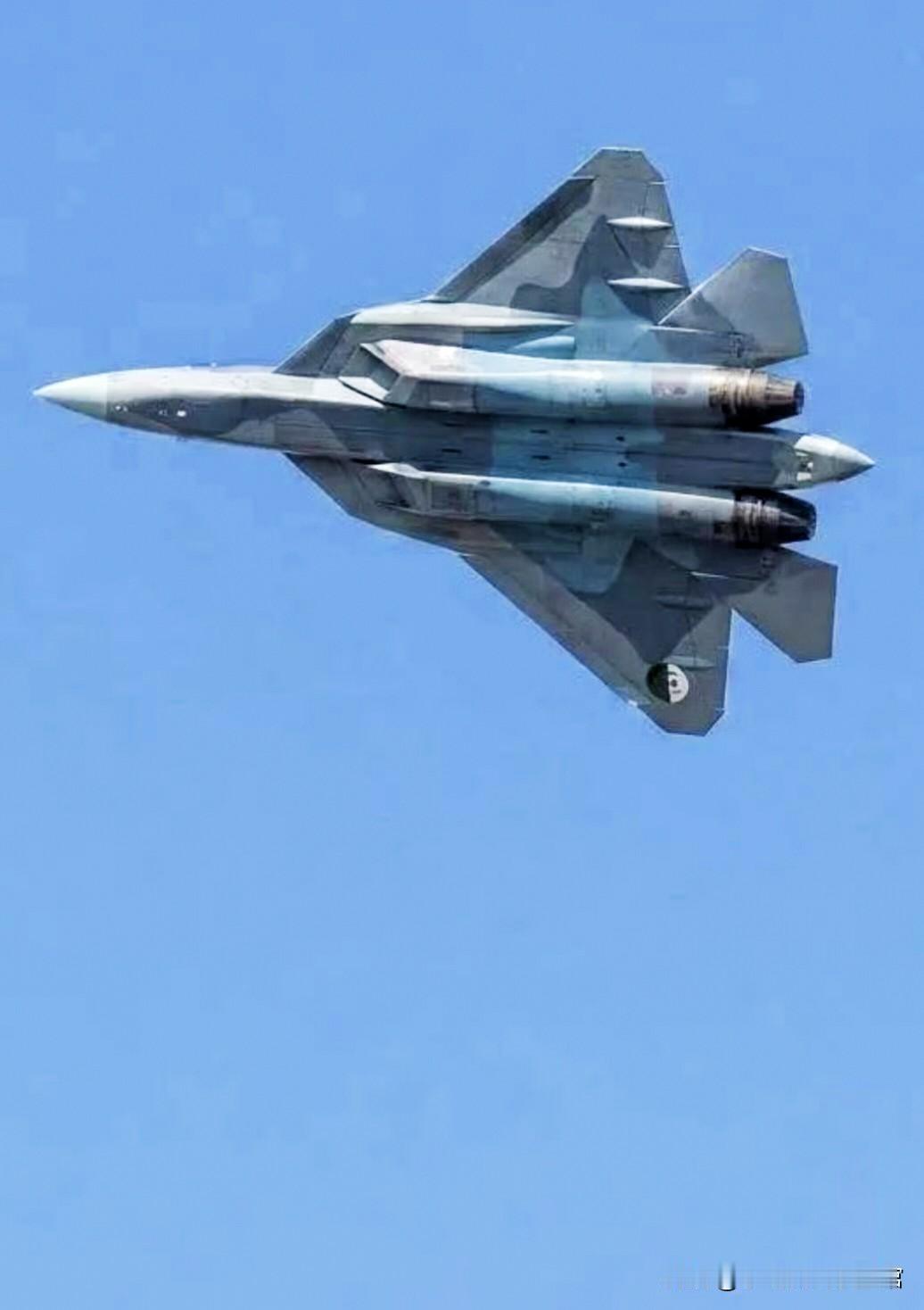 捕捉到阿尔及利亚空军苏-57E俄式五代战斗机画面，进一步验证了苏-27拍扁了的戏