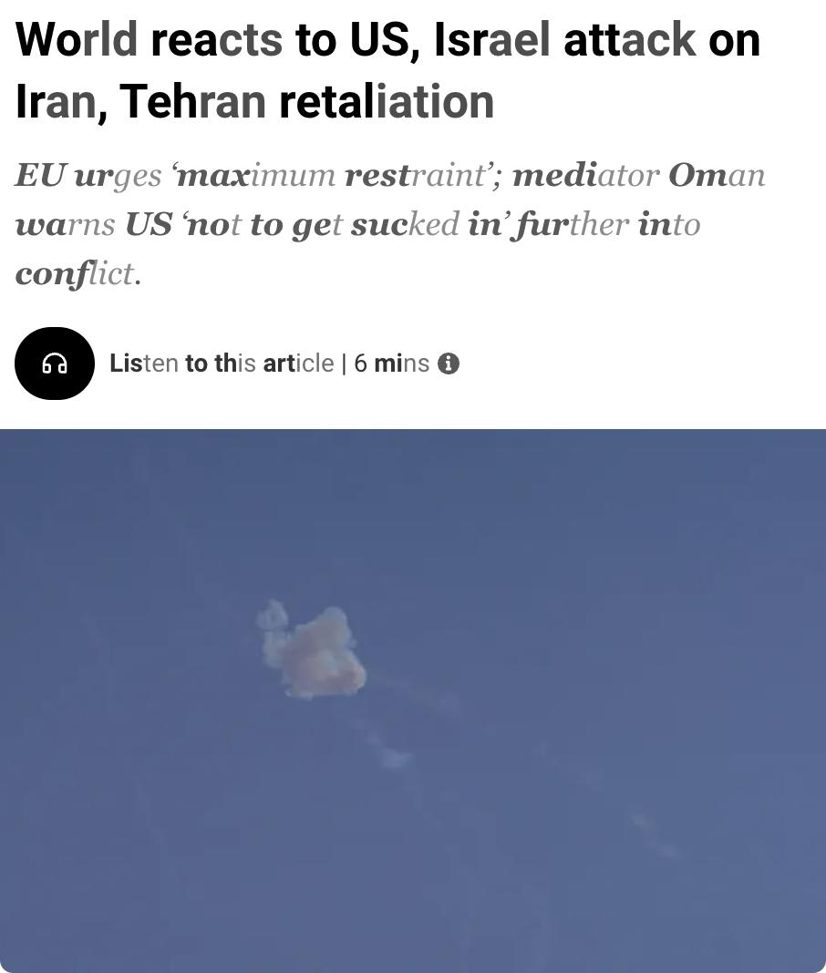 外媒：美以联合袭击伊朗引发全球紧张反应。2026年2月28日，美以对伊朗发动