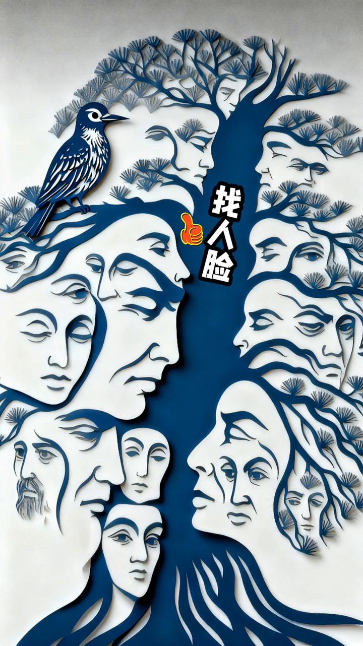 找人脸。快来看这张图，人脸多到数不过来，能找到的越多越厉害。要是能找出一堆，绝