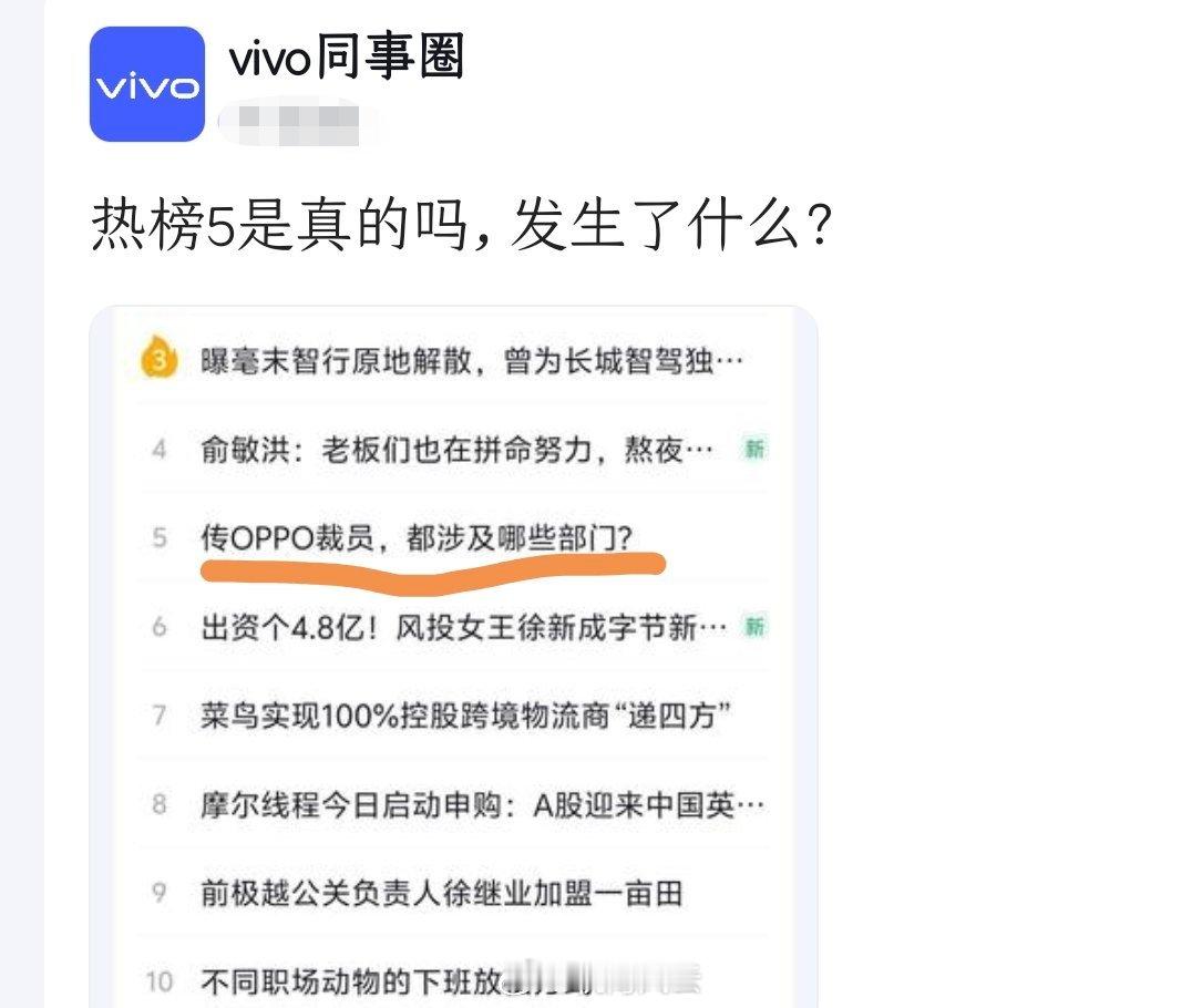 哈哈哈，vivo员工倒是很关心OPPO状况😝