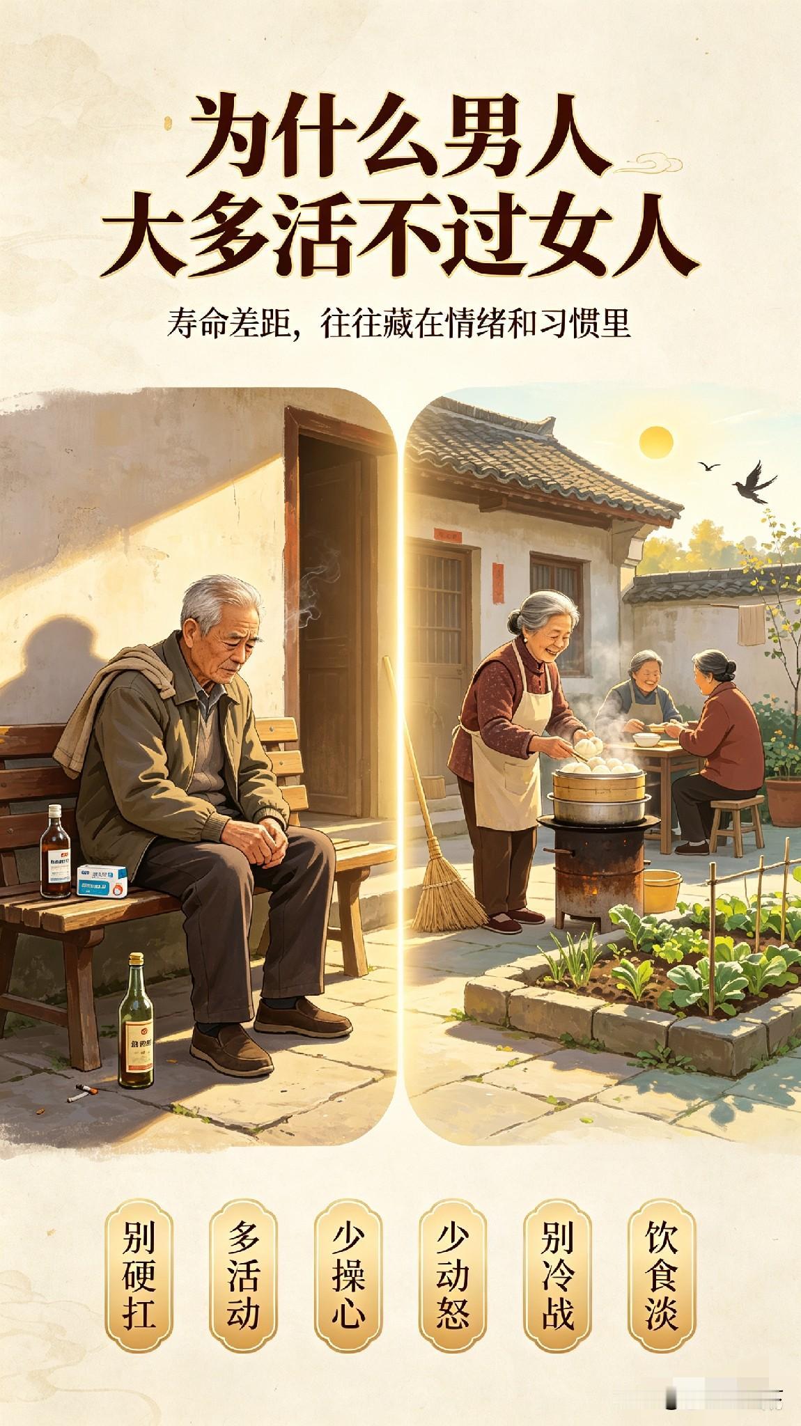 为什么男人大多活不过女人？6个扎心现实规律，看完醒悟很多人发现一个现象：到