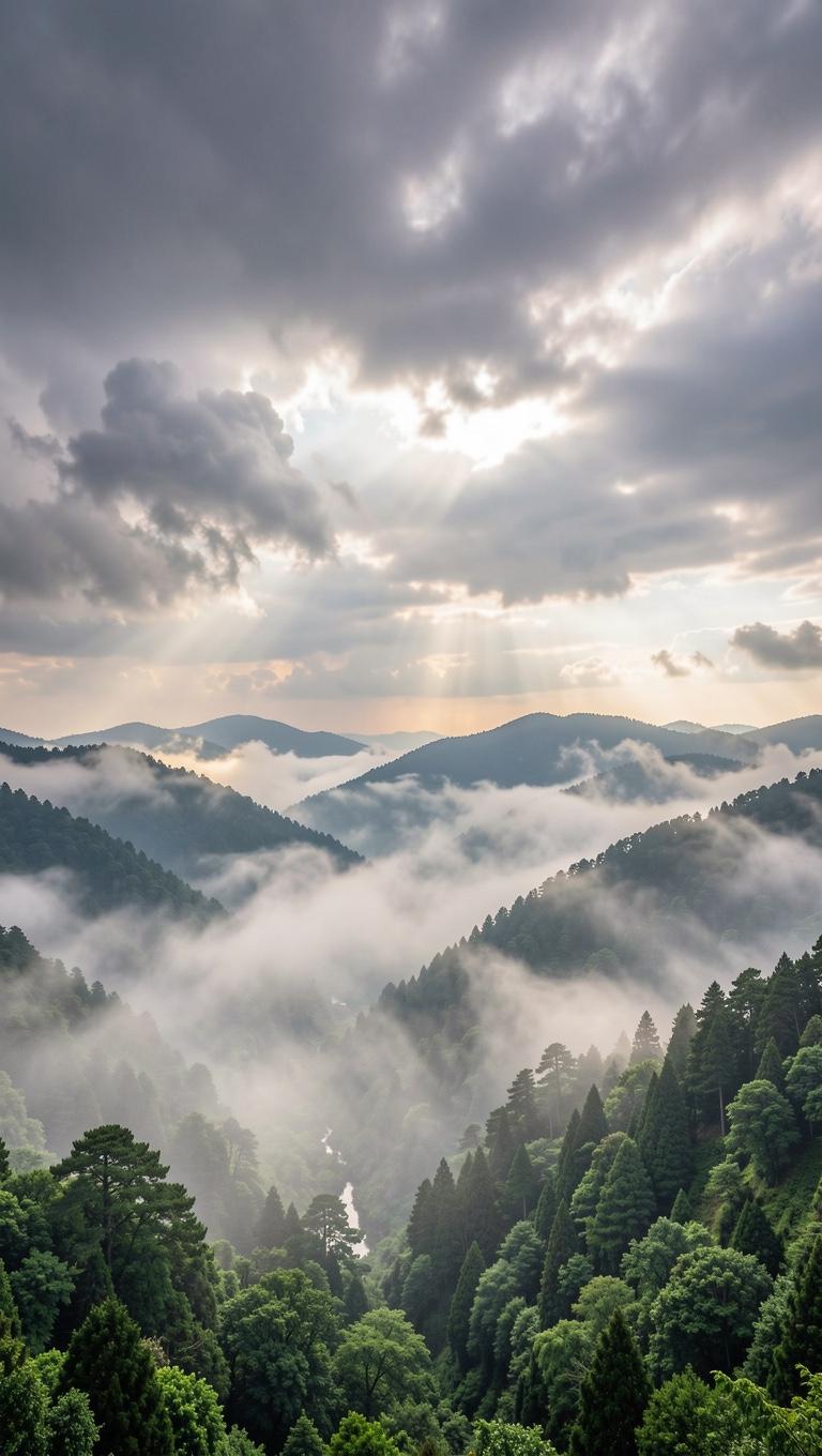 远看云雾山中的天空