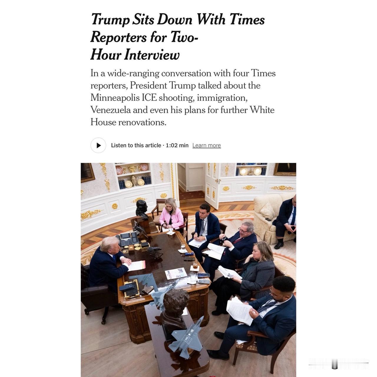 昨晚，唐纳德·特朗普接受了《纽约时报》长达两小时的采访。不是一个或两个记者，