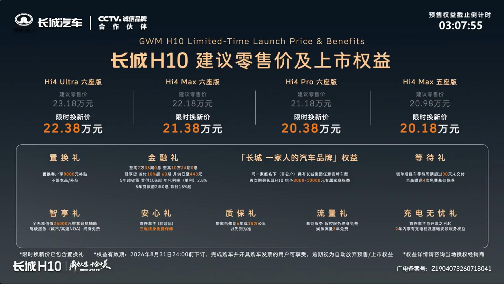 长城H10正式上市，价格给到位了，正式价比预售便宜1.1-1.3万元...