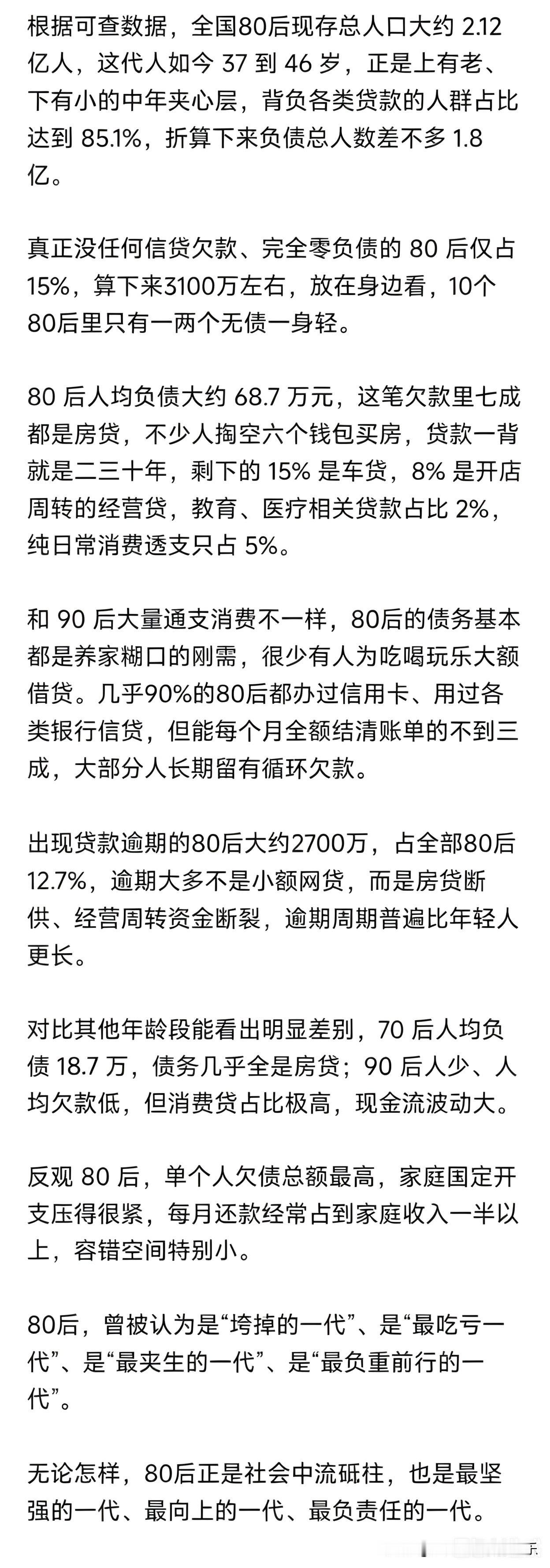 80后负债的人有多少？