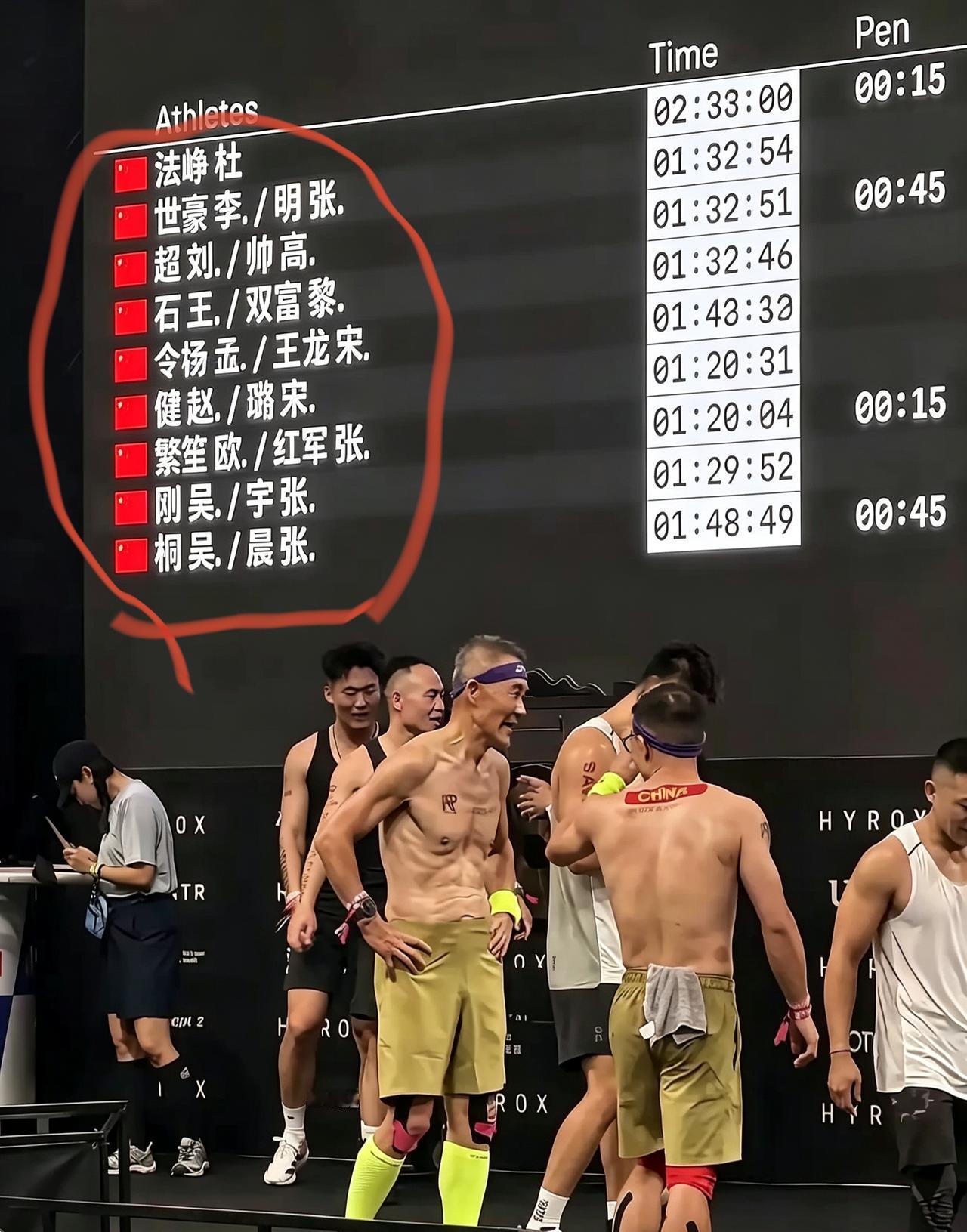 这场北京健身赛最扎眼的，不是王石拿第四名，而是大屏上赫然写着“石王”。全场中国选