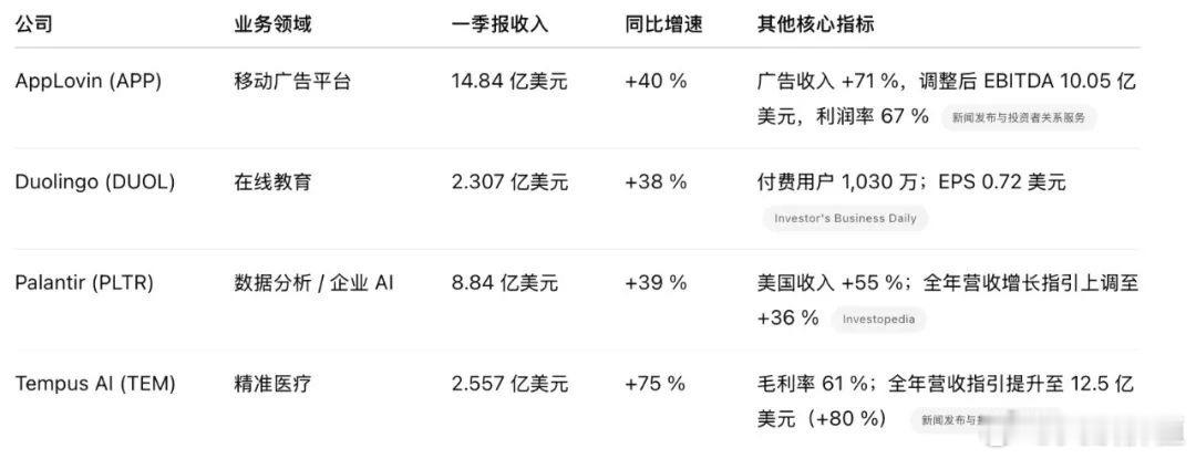 美股四大AI应用，一季度业绩全超预期​​​