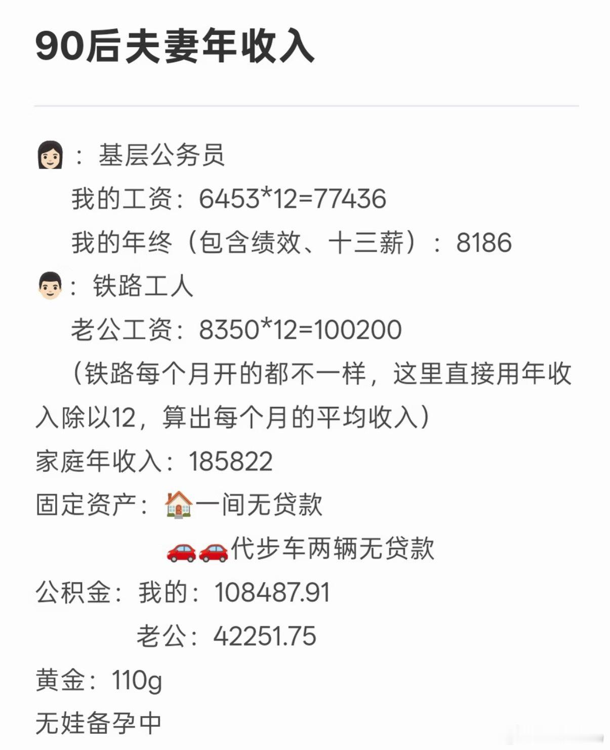普通夫妻二人的真实工资情况，这应该是大多数家庭的真实写照。