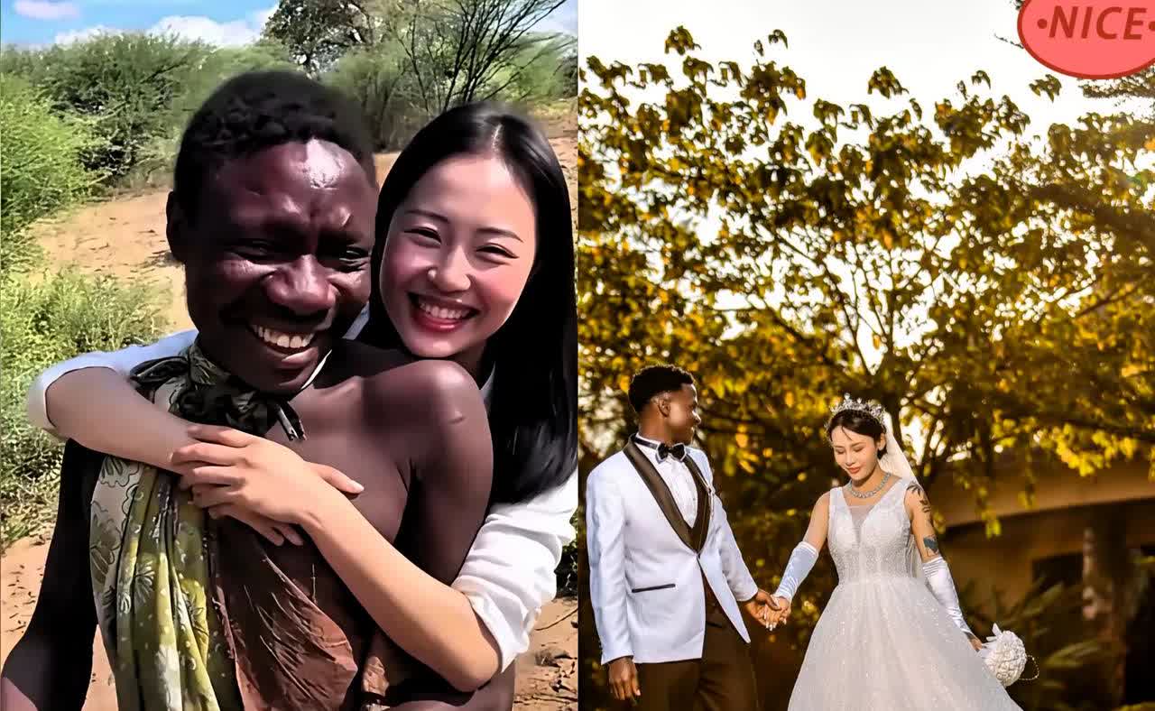 看到这个画面，脑里真的打着一万个问号？女子搂着一个非洲黑男子，举止亲密无