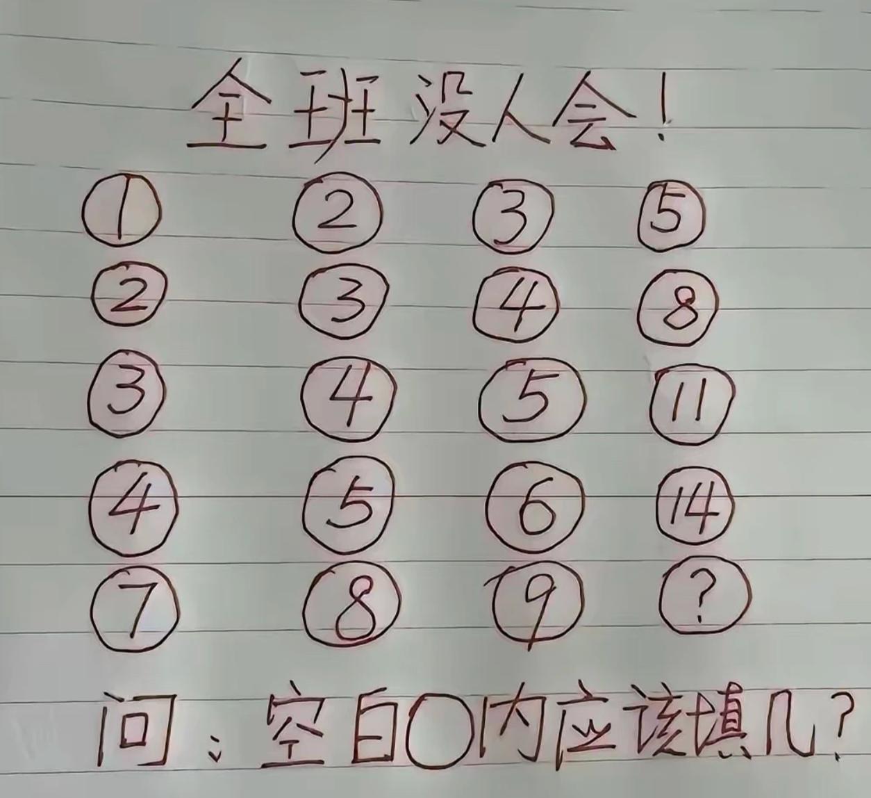考考你的数学和逻辑推理能力，请问空白⭕内应该填什么呢？