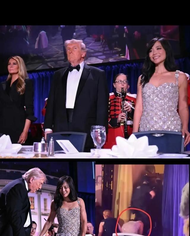 白宫晚宴上这华裔女子，穿着金光闪闪的连衣裙连滚带爬的，多优雅的人呀，面对生死，也